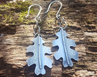 Handmade Sterling Silver Oak Leaf Earrings