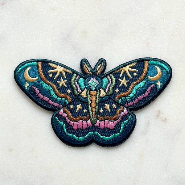 Celestial Butterfly Iron On Patch, Embroidered Patch