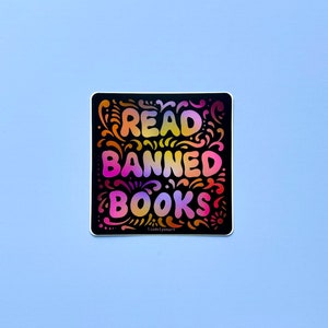 Adhesivo de vinilo para botella de agua con la frase &quot;Leer libros prohibidos&quot;