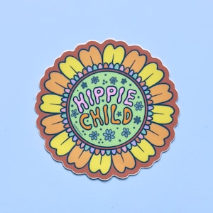 Pegatina para botella de agua con forma de niño hippie