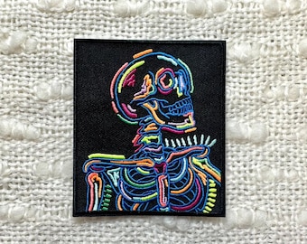 Neon Skeleton Embroidered Patch