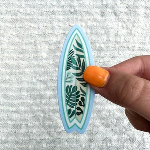 Tropical Surfboard Water Bottle Sticker