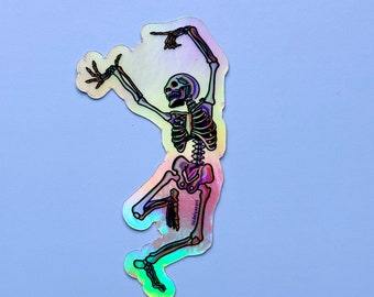 Dancing Skeleton Holographic Sticker