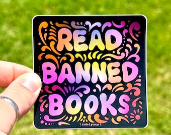 Lees verboden boeken vinyl waterflessticker