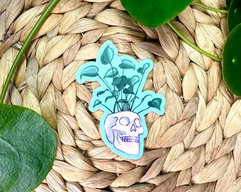 Skull Plant Water Bottle Sticker