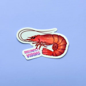 Funny Shrimp Water Bottle Sticker, Laptop Decal