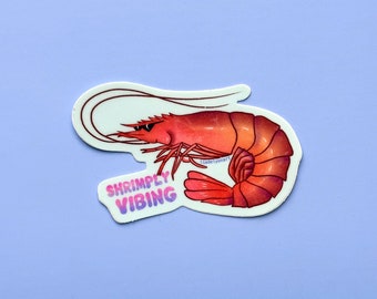 Funny Shrimp Water Bottle Sticker, Laptop Decal