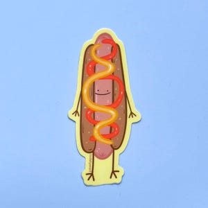 Hot Dog Dude Water Bottle Sticker