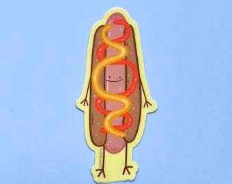 Pegatina para botella de agua con el logo de Hot Dog Dude