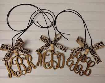 Personalized Monogram Car Charm/Initials/Rearview Mirror Hanger/Wooden Monogram/Car Charm Initials/Car Accesories