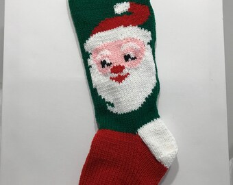 Fuchsia snowman Christmas stocking hand knit by Anasniftyknits on Etsy