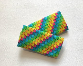 Identificadores de equipaje con estampado cuadrado multicolor