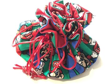 Large Dice Bag/Jewellery Cinch in Super Mario Print