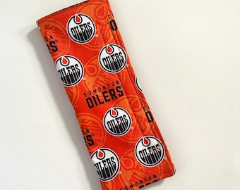 Fundas para cinturones de seguridad con temática del equipo de hockey Oilers de la NHL