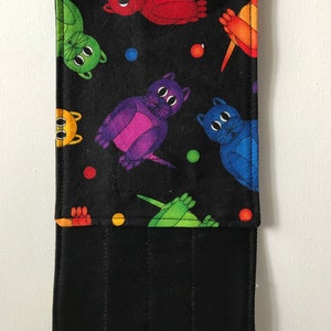 Travel Size, bright cats on black background theme Crochet Hook / DPN case