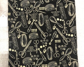 Project Bag in Black Crafting Print