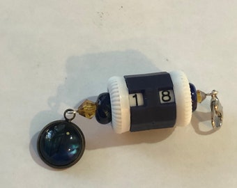 Dark Purple beaded row counter with tardis dongle