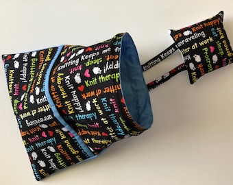 Hanging Yarn Ball Holder (Non Slip) - Knitting Sayings in black