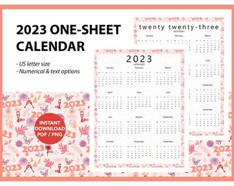Whole Year Printable Calendar - Etsy
