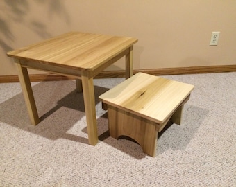 Child's Table and Bench Set Montessori furniture infant toddler solid wood