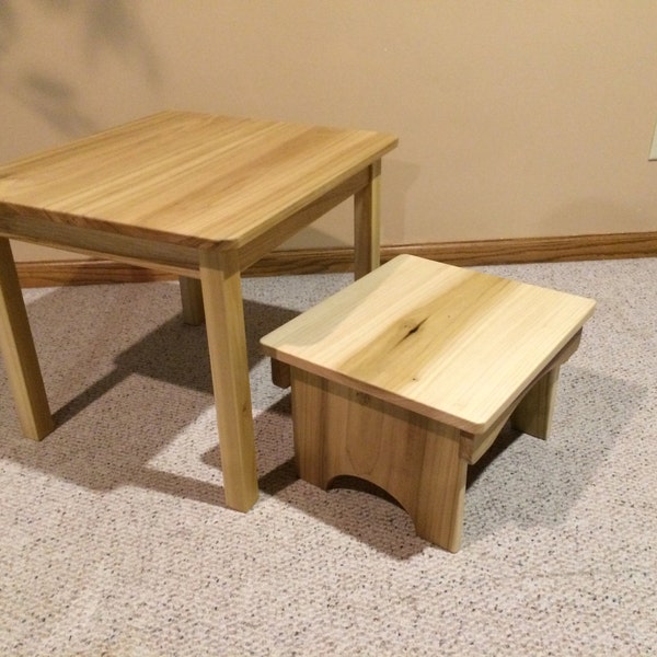 Child's Table and Bench Set Montessori furniture infant toddler solid wood