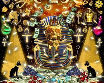 Cartel de prosperidad Antiguo Egipcio - Portal Vision Board Sigil Manifestación Dinero Dibujo Riqueza Abundancia Fortuna Suerte Deseos Ven a mí