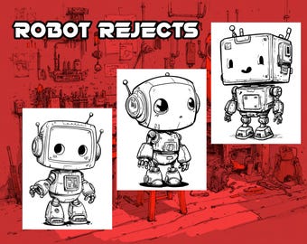 Robot Rejects – Digital Adult Coloring Book | Quirky Robots for Creative Fun and Stress Relief
