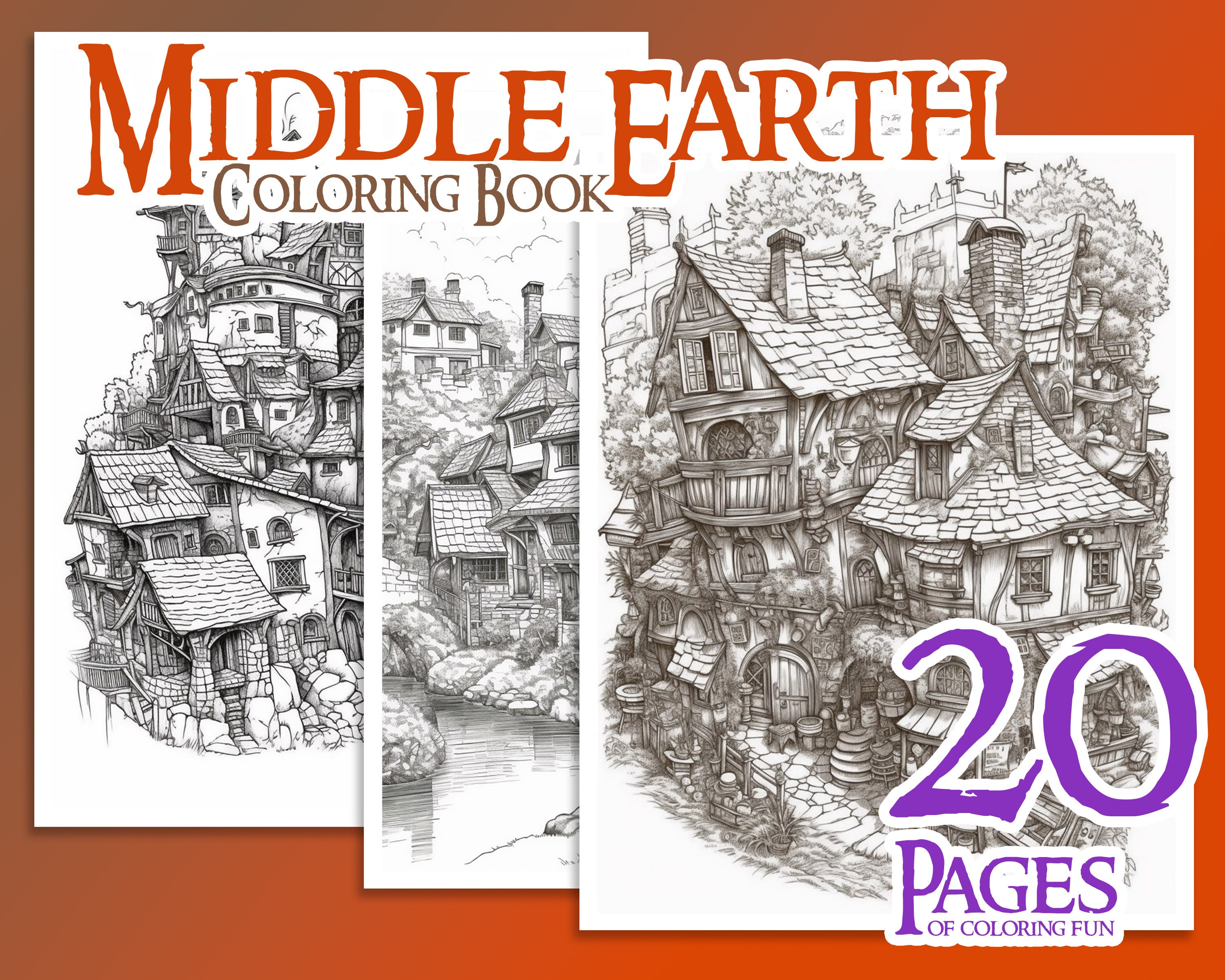Middle Earth Coloring Book Lord of the Rings Homes and Villages From ...