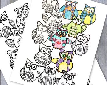 Owl Fun - Adult Coloring Page