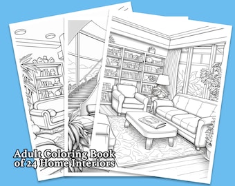 Home Interiors Coloring Book | Adult Coloring Book | Home Interiors Designs