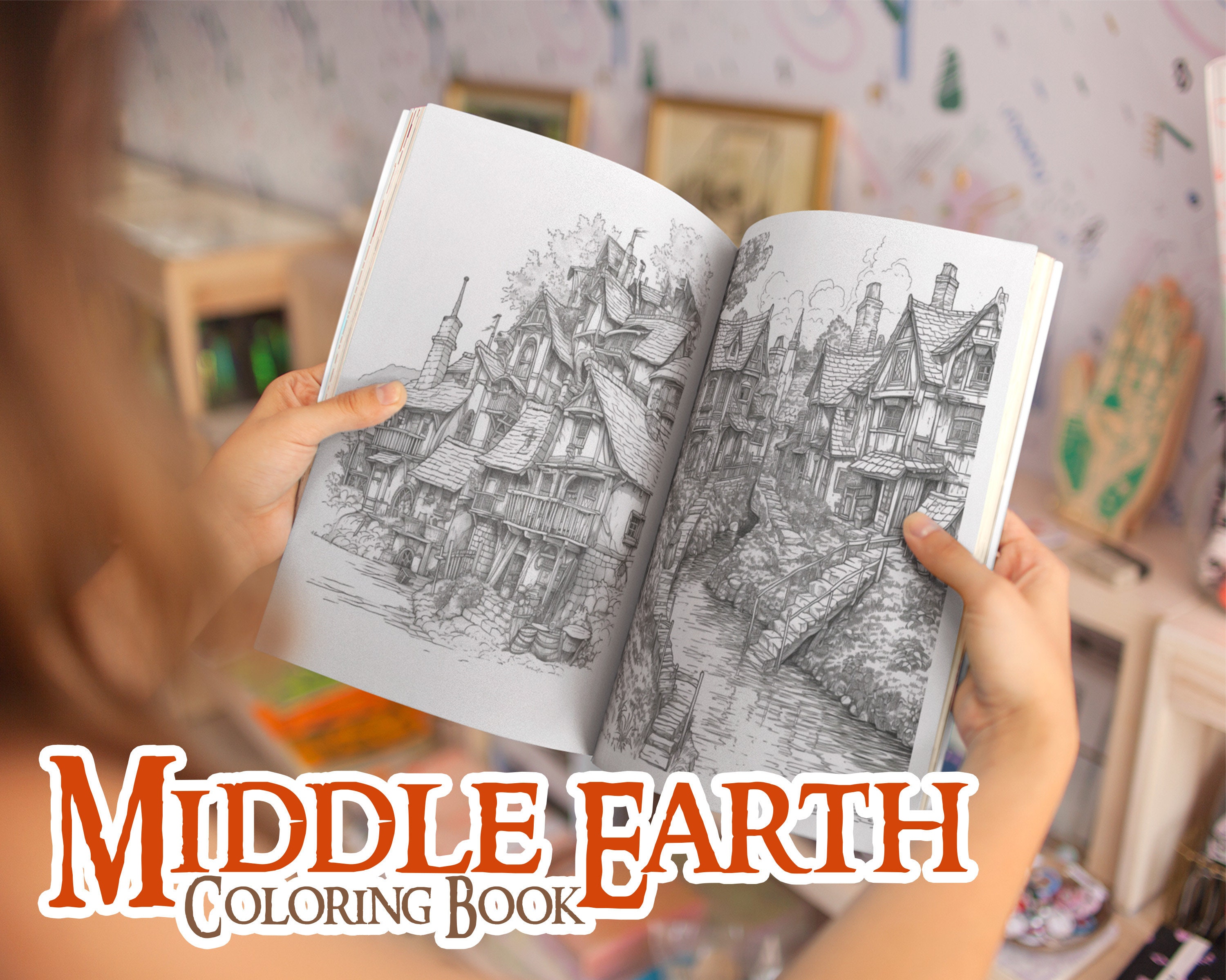 Middle Earth Coloring Book Lord of the Rings Homes and Villages From Middle Earth - Etsy