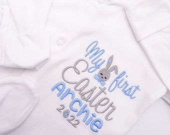 BUNNY Personalised Embroidered MY FIRST EASTER BABY BIB GROW VEST BODYSUIT