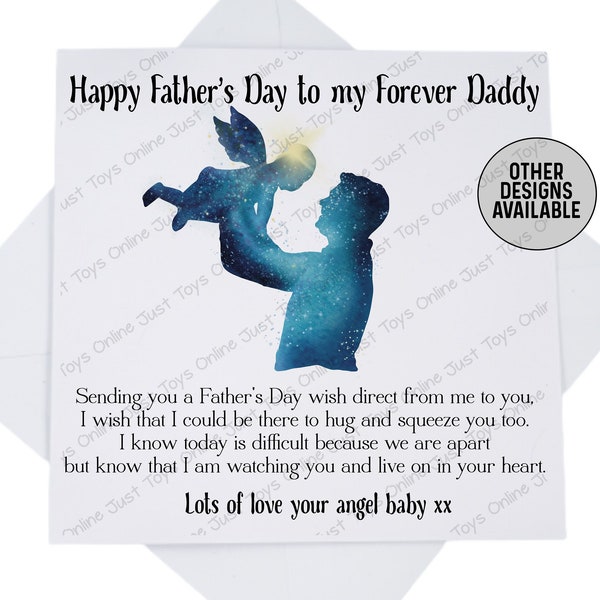 Father's Day Card from Angel Baby, Fathers Day Card for Daddy from Baby in Heaven with Poem, Baby Loss Bereaved Dad Personalised Card