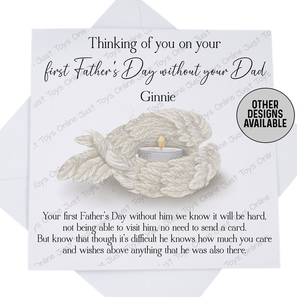 Thinking of you on Father's Day Card, First Fathers Day without Him Card for Friend with Poem, Loss of Dad Sympathy Memorial Card