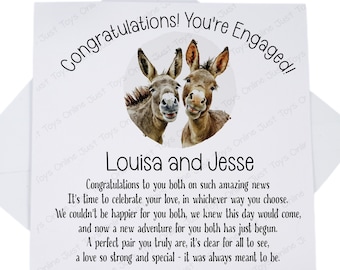 Engagement Card, Personalised Congratulations On Your Engagement Card, You're Engaged Card, Getting Married Donkeys Card