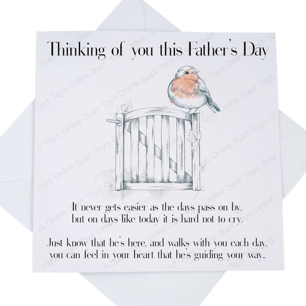 Thinking of You on Father's Day Card, Sympathy Loss Robin Card for Friend with Poem Verse, Fathers Day without Dad, Can be Personalised