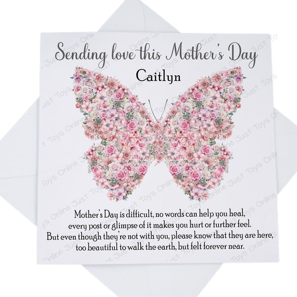 Sending Love on Mother's Day Card, Sympathy Loss Card for Friend with Poem, Mothers Day without Mum, Thinking of You Card, Personalised