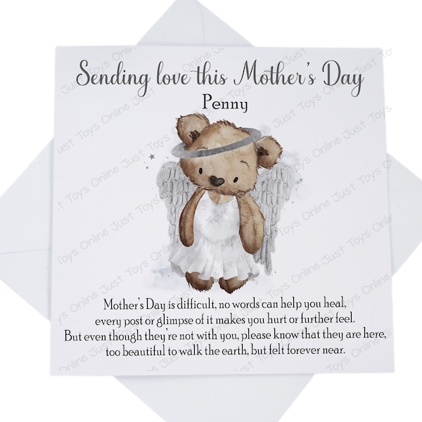 Sending Love on Mother's Day Card, Sympathy Loss Card for Friend with Poem, Mothers Day without Mum, Thinking of You Card, Personalised