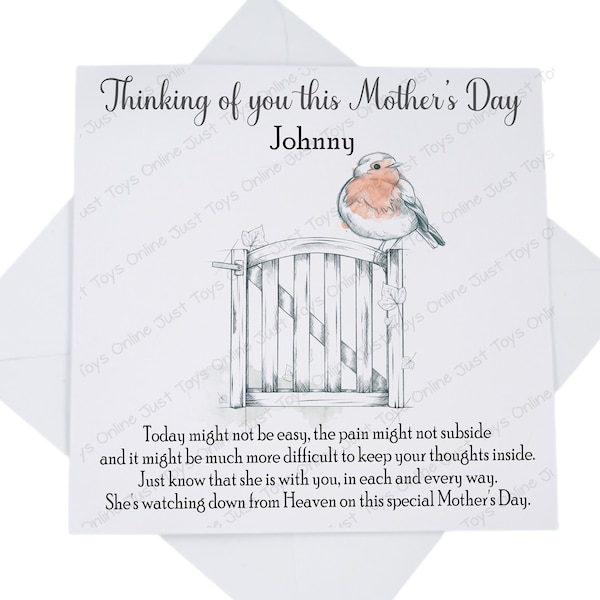 Thinking of You on Mother's Day Card, Sympathy Loss Card for Friend with Poem Verse, Mothers Day without Mum, Can be Personalised