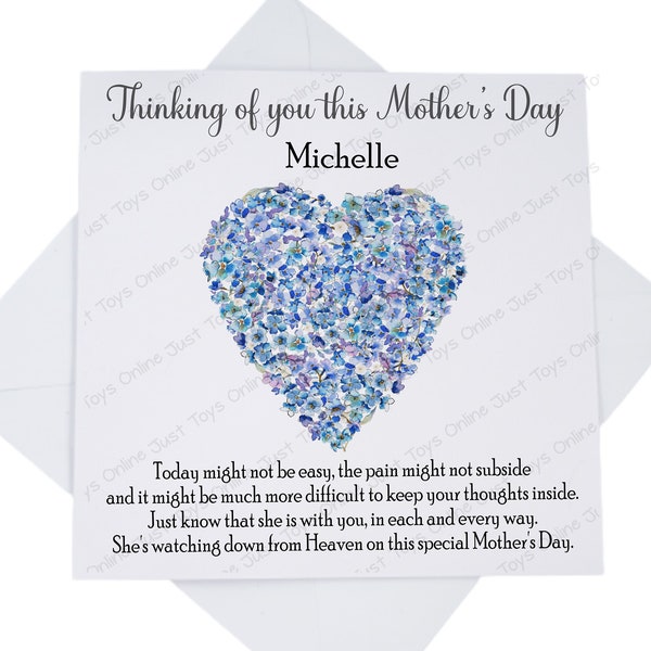 Thinking of You on Mother's Day Card, Sympathy Loss of Mum Card for Friend with Poem, Mothers Day Bereavement Card, Can be Personalised