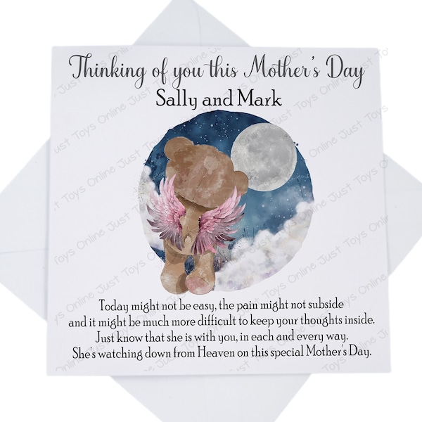 Thinking of You on Mother's Day Card, Sympathy Loss Card for Friend with Poem Verse, Mothers Day without Mum, Can be Personalised