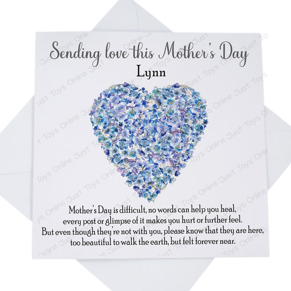 Sending Love on Mother's Day Card, Sympathy Loss Card for Friend with Poem, Mothers Day without Mum, Thinking of You Card, Personalised