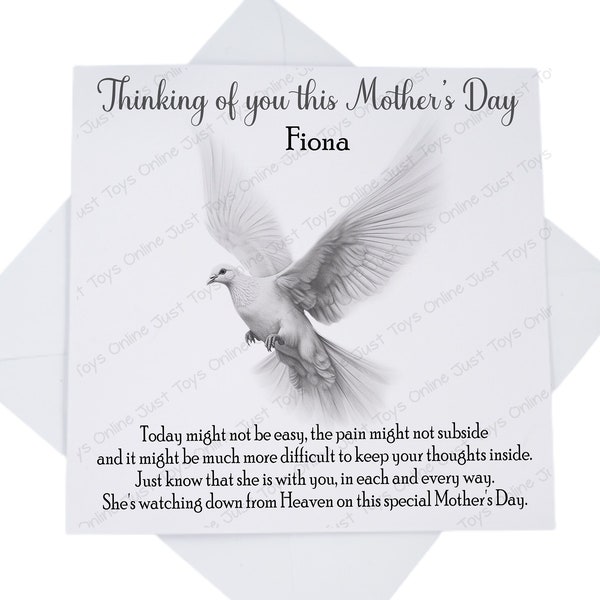 Thinking of You on Mother's Day Card, Sympathy Loss Card for Friend with Poem Verse, Mothers Day without Mum, Can be Personalised