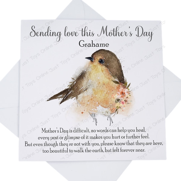 Sending Love on Mother's Day Card, Sympathy Loss Card for Friend with Poem, Mothers Day without Mum, Thinking of You Card, Personalised