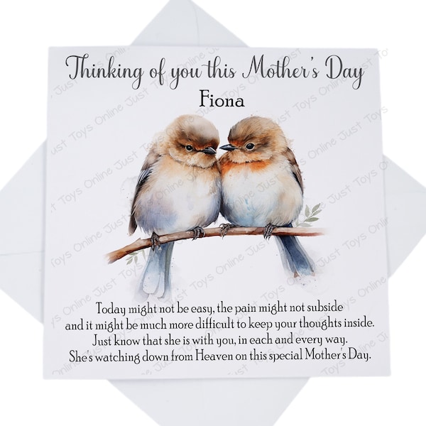 Thinking of You on Mother's Day Card, Sympathy Loss Card for Friend with Poem Verse, Mothers Day without Mum, Can be Personalised