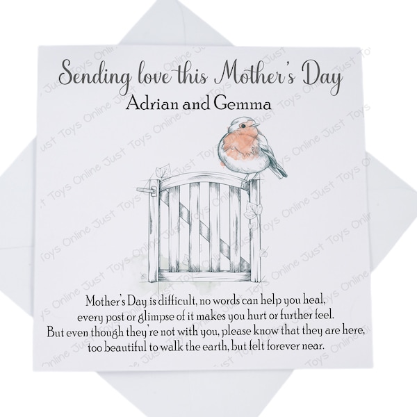 Sending Love on Mother's Day Card, Sympathy Loss Card for Friend with Poem, Mothers Day without Mum, Thinking of You Card, Personalised