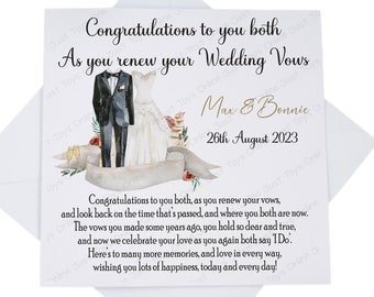 Personalised Vow Renewal Card, Congratulations On Renewing Your Vows Card, Wedding Vow Renewal Card, Boho Couple Card