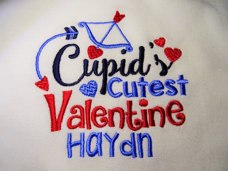 Personalised Embroidered Valentine/'s Day Cupid/'s Cutest Valentine Boys or Girls Vest Short Sleeved Bodysuit New Baby Gift Shower Add A Name