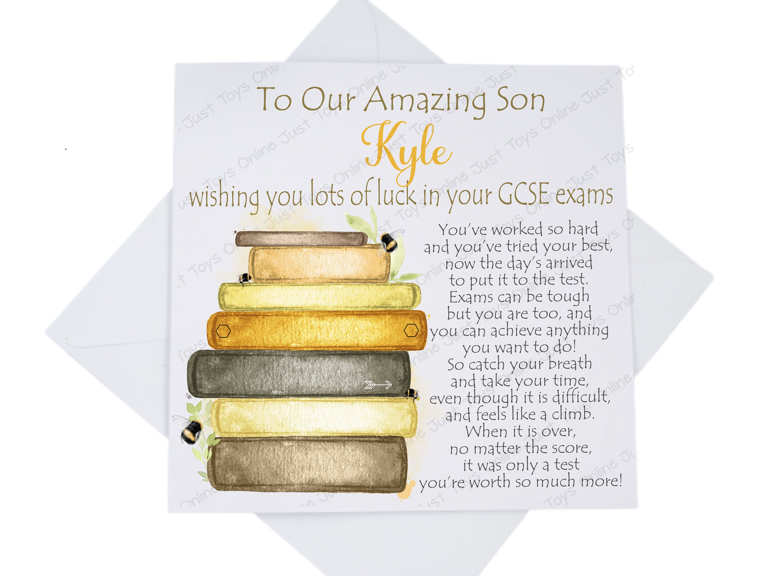 Good Luck in Your Exams Card, Personalised Poem Card for Grandson Son ...