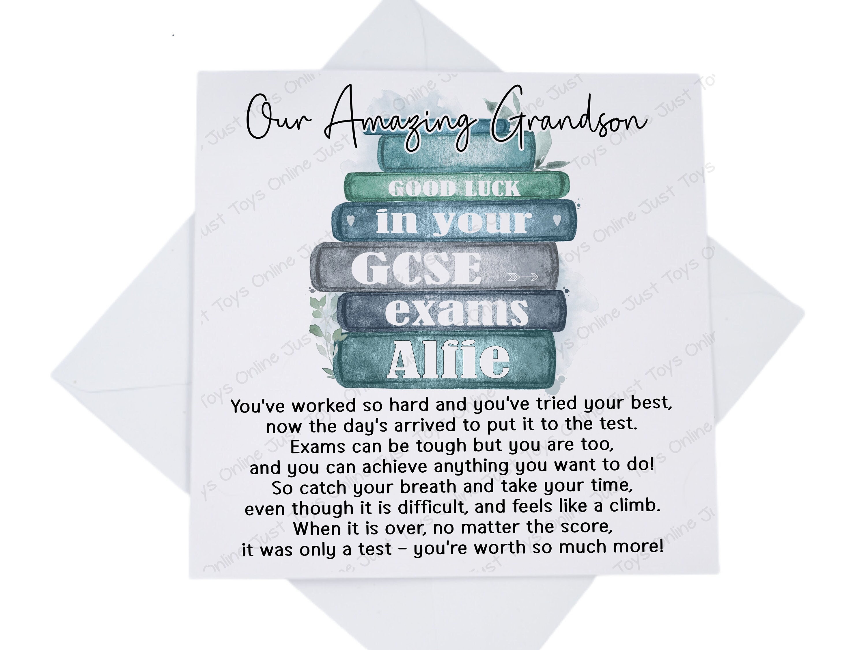 Good Luck in Your Exams Card, Personalised Poem Card for Grandson Son ...